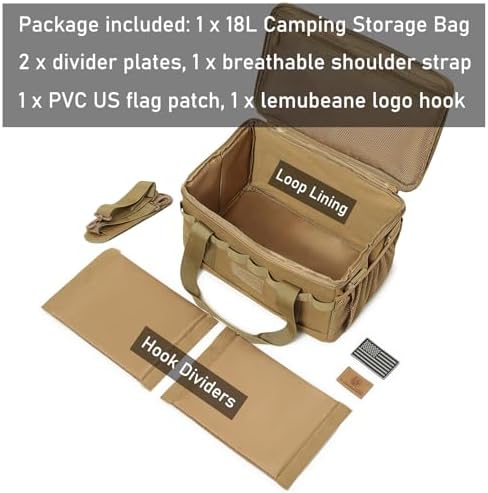 Tactical Camping Storage Bag 18L Utility Tote Bag Camp Kitchen and Trunk Organizer (Khaki) - Image 3