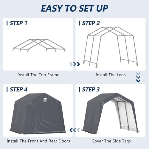 COVERONICS 10' x 10' Outdoor Portable Storage Shelter Shed, Grey - Image 5