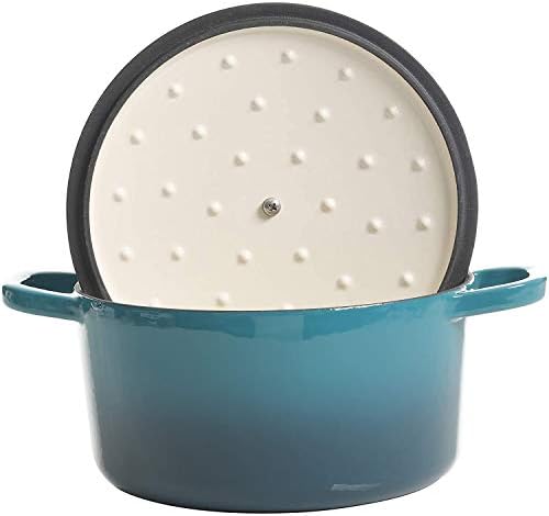 Crock-Pot Artisan 3-Quart Round Enameled Cast Iron Dutch Oven – Gradient Teal, Durable Heavy-Duty Cookware for Slow Cooking, Roasting, Baking with Lid - Image 4