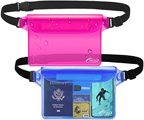 AiRunTech Waterproof Pouch with Waist Strap (2 Pack) | Beach Accessories Best Way to Keep Your Phone and Valuables Safe and Dry | Perfect for Boating Swimming Snorkeling Kayaking Beach Pool Water Park by AiRunTech