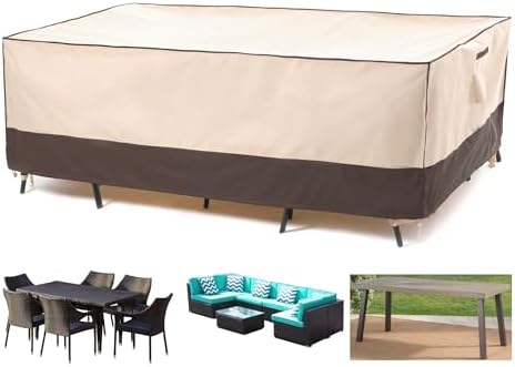 F&J Outdoors Patio Furniture Cover, Beige + Coffee, 90"W x 60"D x 27.5"H by FJOutdoors