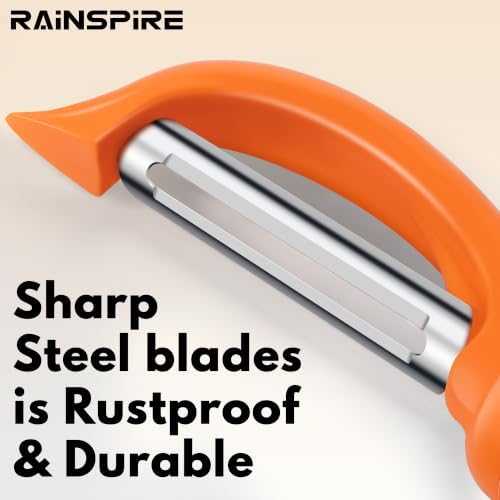 Rainspire Vegetable Peeler Potato Peelers for Kitchen, Sharp Stainless Steel Blades Veggie, Comfortable Handle Fruit Peeler, Carrot Peeler Apple Peeler Dishwasher Safe (1, Coral) - Image 3