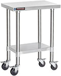 DuraSteel 24x18 NSF Stainless Steel Cart - Heavy Duty Rolling Food Prep Table with Undershelf - Metal Utility Cart for Commercial Restaurant Kitchen, Laundry, Side Mixer Stand by DuraSteel