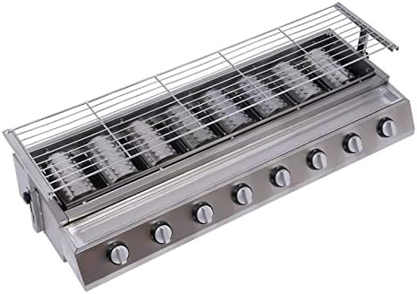 Commercial Barbecue Grill, 8 Burners BBQ LPG Tabletop Gas Grill w/Steel Shield Gas Grill Griddle Patio Garden Barbecue Grill with Adjustable Height for Party Backyard BBQ by Unknown