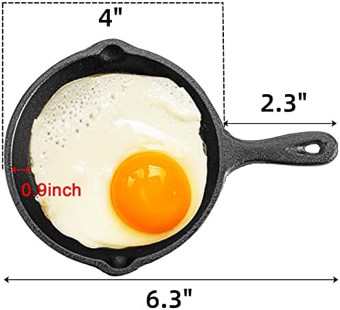 Hiceeden 4 Pack Mini Cast Iron Skillet, 4" Small Frying Pans with Double Drip-Spouts for Stove, Oven, Grill Safe, Indoor and Outdoor Use, Non-stick - Image 2
