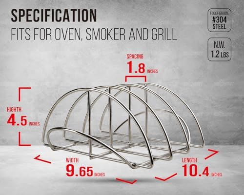 BBQ Rib Racks for Grilling and Smoking, Stainless Roasting Rack - Replacement Joe Classic Rib Rack for Holding 3 Full Ribs, Smoker Parts for Green Egg M/L/XL, Weber, Akorn Jr, BGE Kamado Accessories - Image 2