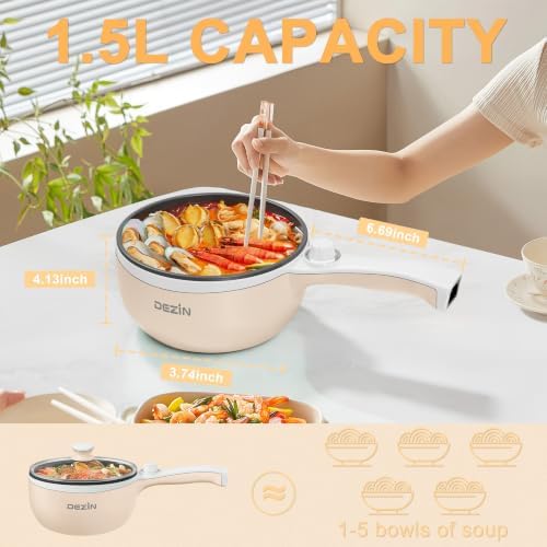 Dezin Electric Pot, 1.5L Non-Stick Portable Hot Pot Electric Upgraded, 700W - Image 4