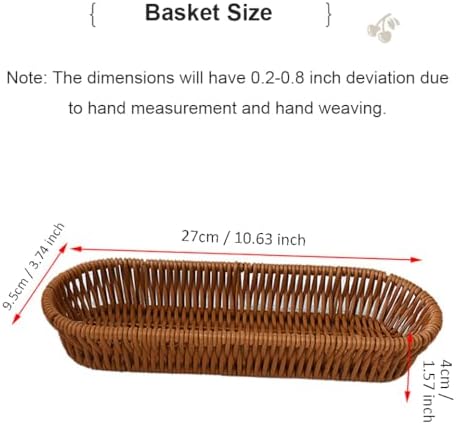 Silverware Organizer Basket, Outdoor Dining Cutlery Baskets, Small Wicker Bread Cracker Baskets 2 Pack, Stackable Wicker Storage Baskets for Spoons Forks Knives Stationery (Oval) - Image 2