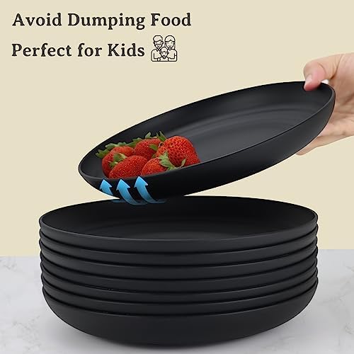 Wrova Wheat straw dinnerware set of 28 - Bowls and Plates Set for Dorm - Microwave and Dishwasher safe dish sets for kitchen,camping,indoors and out doors.Black - Image 4