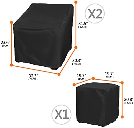 Patio Furniture Covers,Outdoor Furniture Cover Waterproof,Patio Furniture Set Covers for 3 Piece Outdoor Bistro,Patio Sofa Covers Set for 2 Chairs and Coffee Table,Black - Image 3
