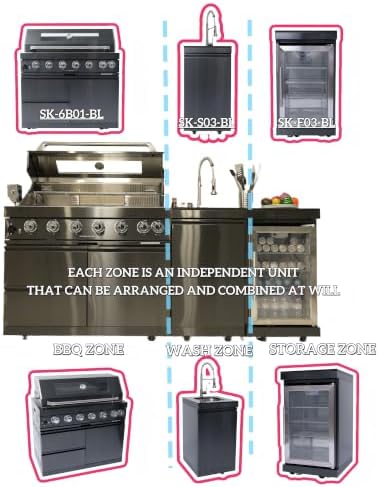 82'' Outdoor Kitchen Island, 6 Burner Modular Outdoor Kitchen, 85000 BTU - Image 3