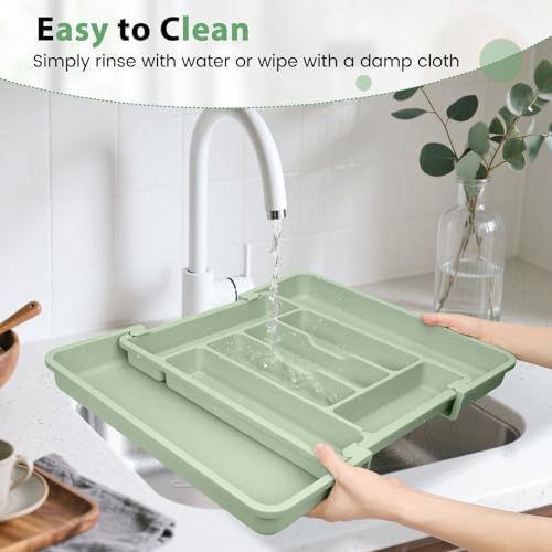 Caperci Large Silverware Organizer Tray for Kitchen Drawer Utensils Thicker - Image 6
