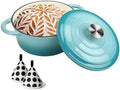 Cast Iron Dutch Oven 4.5 Quart Enameled Cast Iron Dutch Oven Pot with lid Heavy Duty Dutch Oven Dual Handles Porcelain Enameled Cast Iron Pot for Baking Braiser Cooking Family or Friends Gifts,Aqua by COOKWINCastIron