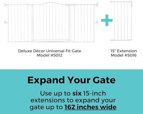 Toddleroo by North States - 6-Bar Extension for Deluxe Décor Gate: 15 Inch Baby Gate Extension - Add Up to 6 Extenders - White - Image 2