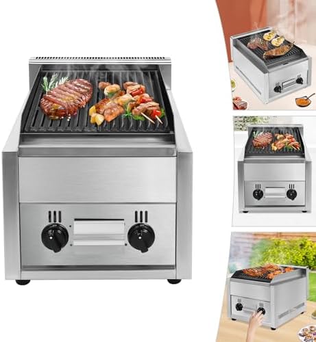 Commercial Gas Grills 2 Hearth Gas and Propane Flat Top Grills Natural Gas/Propane Gas Radiant Grills Countertop Char Broiler Grills with Adjustable Temperature For Garden Patios - Image 3