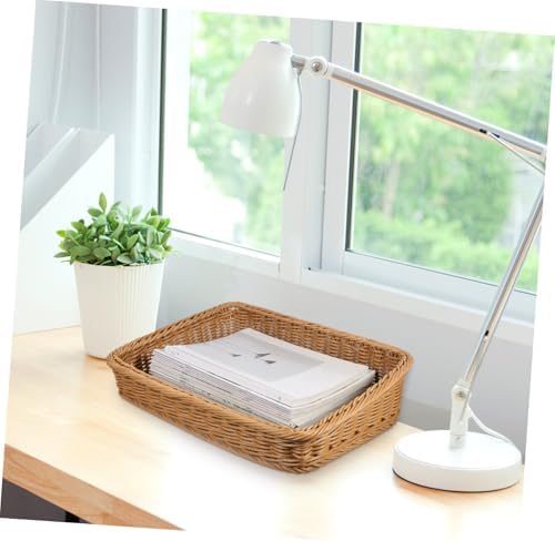 Desktop Magazine Storage Basket, Plastic Woven Fruit Basket for Kitchen - Image 7