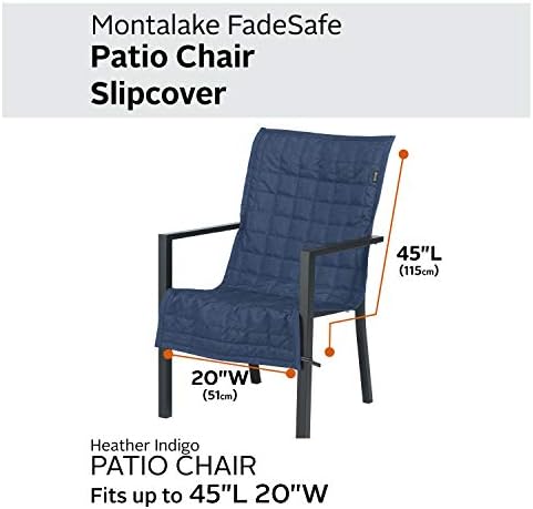 Classic Accessories Montlake Water-Resistant 45 Inch Patio Chair Slipcover, Heather Indigo, Patio Furniture Covers - Image 3