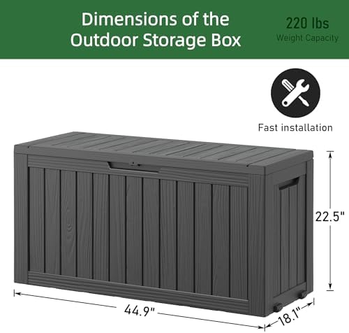 Outdoor Storage Waterproof Deck Box for Patio (80 Gallon, Black) - Image 2