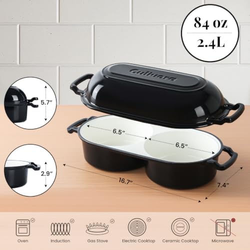 Cast Iron Double Dutch Oven, Mini Enamel Sourdough Bread Pan with Lid - Image 3