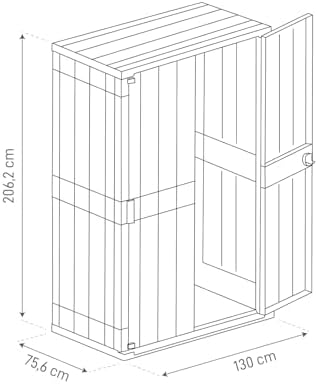 Toomax High Stora Way Outdoor Tool Box Made of Recycled Polypropylene with Wood Effect, 1670L, Item 091, Taupe/Anthracite - Image 7