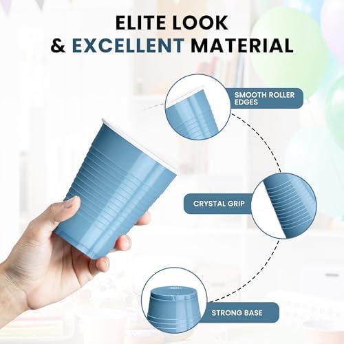 DecorRack 20 Party Cups 12 oz Disposable Plastic Cups for Birthday Party Bachelorette Camping Indoor Outdoor Events Beverage Drinking Cups (Light Blue, 20) - Image 3