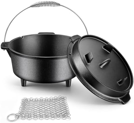 Joyfair Pre-seasoned Cast Iron Camp Dutch Oven, 5QT Pot & 2QT Skillet Lid by Joyfair