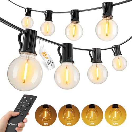 Brightown Outdoor String Lights, 55FT 17 G40 Bulbs Shatterproof Patio Lights, Waterproof Dimmable Hanging Connectable Globe LED Outdoor Lights for Backyard, Bistro, Porch, Deck, Balcony by Brightown