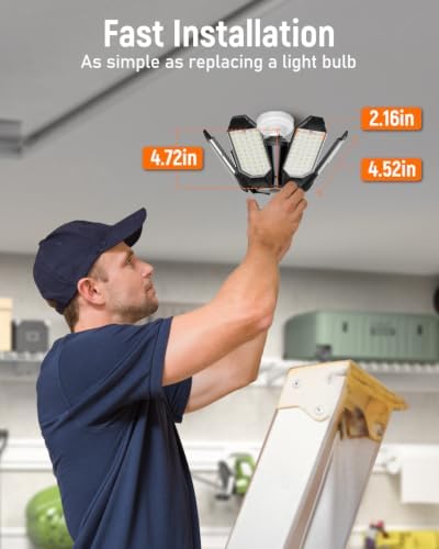Adiding LED Garage Light 2 Pack, LED Garage Ceiling Lights 20000LM 6500K - Image 3