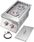 VEVOR Double Grilling Side Burners, 2 x 17,000BTU Liquid Propane Side Burner for Outdoor Kitchen, Convertible to Natural Gas, 304 Stainless Steel Built-in Double Burners with LED for BBQ Grill Island by VEVOR