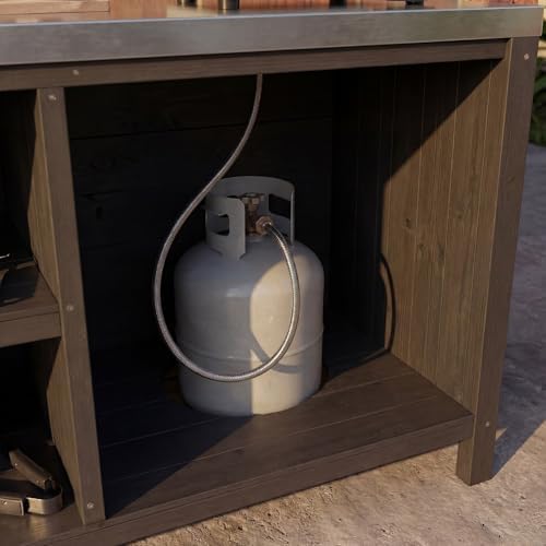 MOUMON Patio Kitchen Cabinet with Tank Storage & Stainless Steel Countertop - Image 5