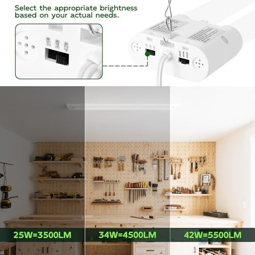 Hlite 4FT LED Shop Lights with Power Cord 5500LM,3 Power Level&3CCT,2 Pack - Image 4
