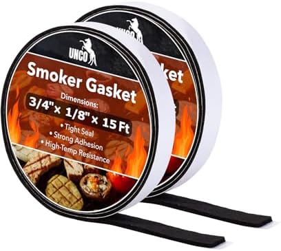 UNCO- Smoker Gasket, 15 FT, 3/4" x 1/8", 2 Pack, Black, Smoker Gasket Seal High Temp by Unco