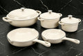Nonstick Enameled Cast Iron Cookware Set - 8 Piece Pots and Pans with Lid, Frying Pan, Skillet, Dutch Oven Set for All Stovetops, Ideal for Sourdough Bread Baking, Cream White by QuliMetal