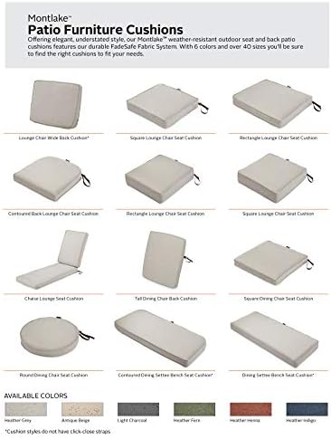 Classic Accessories Montlake Water-Resistant 21 x 22 x 4 Inch Patio Lounge Back Cushion, Heather Grey, Outdoor Loveseat Cushions - Image 6