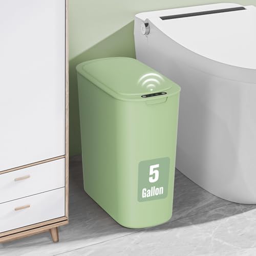 Cesun 5 Gallon Automatic Bathroom Trash Can with Lid, Green, Touchless by Cesun
