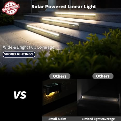 SHONELIGHTING Solar Step Lights Outside, 33 Focused LEDs, Stair Light, 6PK - Image 3