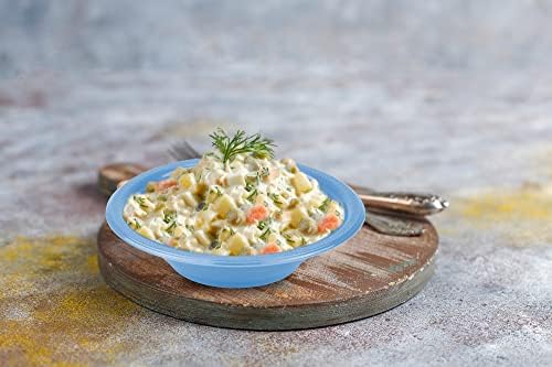 DecorRack 24 Light Blue Plastic Bowls, 7 in Disposable 12 oz Bowl - Image 3