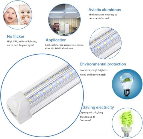 10Pack 4FT LED Shop Light - 50W 8000LM 6500K Linkable Clear Cover T8 LED Tube Light for Workshop, Warehouse, Basement - Plug and Play - Image 6