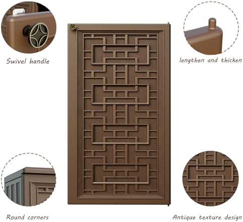 Mrosaa Indoor Outdoor Storage Cabinet Waterproof with 1 Shelf, Plastic Outdoor Storage Cabinets for Patio/Garden/Backyard, Size 34.3''L*15''W*36.2''H(Brown) - Image 5
