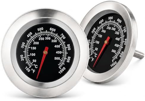 2 Pack 3 Inch Dial BBQ Grill Thermometer, M10 Thread Stainless Steel Temp Gauge -100°F to 1000°F(50°C-500°C), Lid Mount Temperature Indicator for Charcoal Smoker, Barbecue Pit & Outdoor Cooking Grills by Unknown