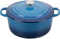 EDGING CASTING Enameled Cast Iron Dutch Oven Pot with Lid, 7 Quart, Round Dutch Ovens for Bread Baking, Bread Oven, Oven Safe up to 500°F, Lake Blue by EDGINGCOOKWARE