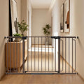 Cumbor 36.6-59" Extra Wide Baby Gate for Stairs, Auto Close Dog Gate Brown by Cumbor