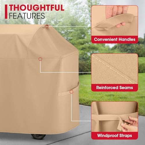 Unicook Grill Cover Heavy Duty Waterproof UV Resistant 48 Inch, Light Brown - Image 5