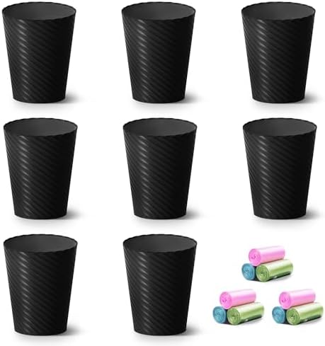 Lysam Bathroom Trash Can 8 Pack, 1.8 Gallon Small Trash Can with Trash Bags by Lysam