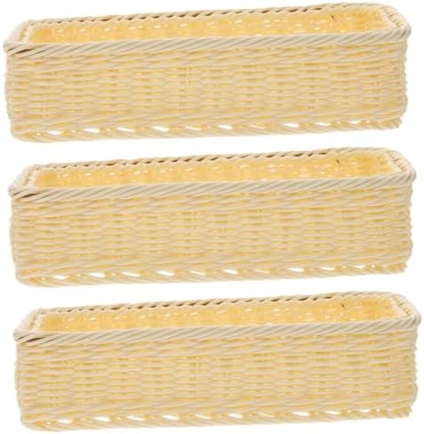 3 Piece Woven Cutlery Storage Basket for Bread Rolls by LALADEFIEE
