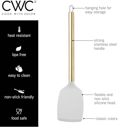 COOK WITH COLOR Silicone Cooking Utensils, Kitchen Utensil Set, Easy to Clean Silicone Kitchen Utensils, Cooking Utensils for Nonstick Cookware, Kitchen Gadgets Set with Holder, 11 Pieces - Image 5