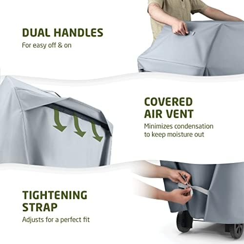 Zober BBQ Grill Cover - 64 Inch Waterproof Double Layered Fits Weber Gas Grill Cover Charbroil Grill & Smoker - Gas Grill Covers w/ Air Vents, Dual Handles - 600D Oxford Fabric, Gray - Image 5