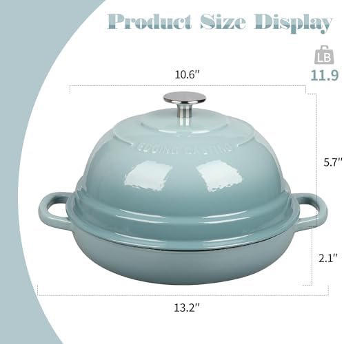 EDGING CASTING Enameled Cast Iron Dutch Oven Pot with Lid, Round Bread Oven for Homemade Sourdough Bread Baking, 6 Quart, Seasalt - Image 4