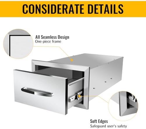 Pull Out Trash Drawer, Lower Sliding Rails Stainless Steel Roll Out Trash Bin Pull Out Tray With Handle For Outdoor Kitchen BBQ Island Grill Station,Single Drawer - Image 5