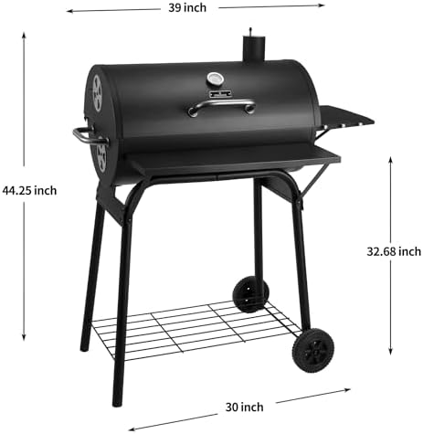 Charcoal Grill with Side Table,30In Barrel BBQ Grill for 627 Sq.In. - Image 5